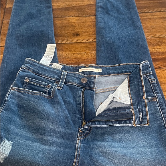 Levi’s 721 high rise skinny blue distressed denim jeans size 29 - Picture 9 of 13